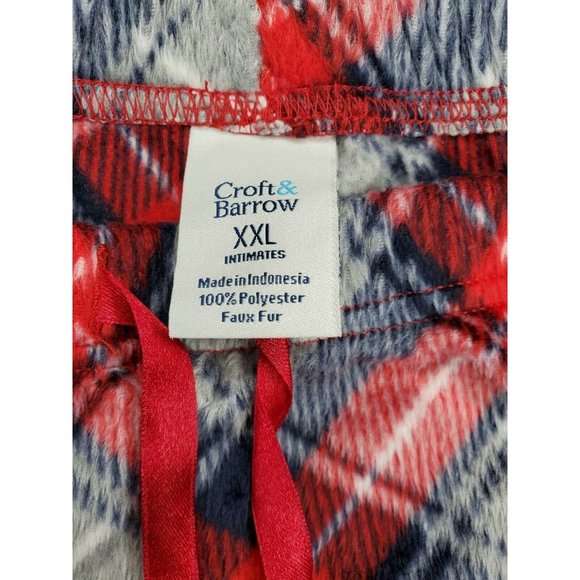 Croft & Barrow Intimates Red Gray XXL Plaid Flannel Fleece Soft Pajama Pants - Picture 5 of 9